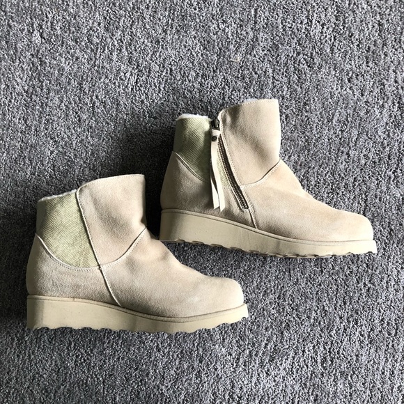 BearPaw Shoes - BEARPAW Megan Suede Sheepskin Bootie